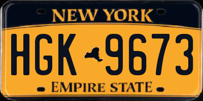 NY license plate HGK9673