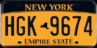 NY license plate HGK9674