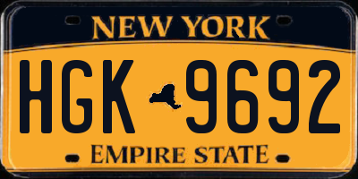 NY license plate HGK9692