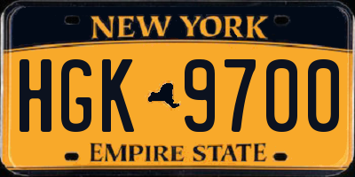 NY license plate HGK9700