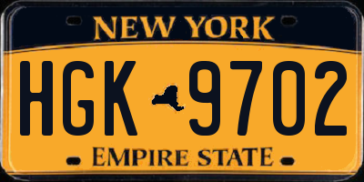 NY license plate HGK9702