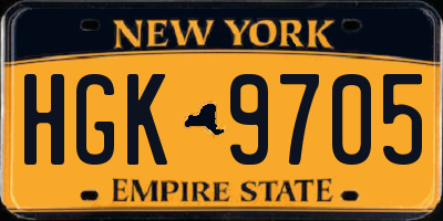 NY license plate HGK9705