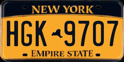 NY license plate HGK9707