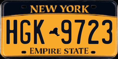 NY license plate HGK9723
