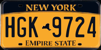 NY license plate HGK9724