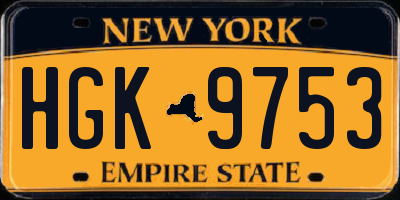 NY license plate HGK9753