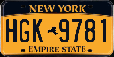 NY license plate HGK9781
