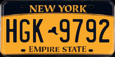 NY license plate HGK9792