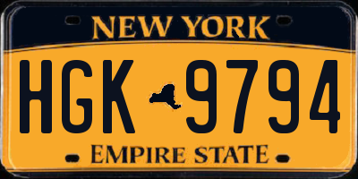 NY license plate HGK9794