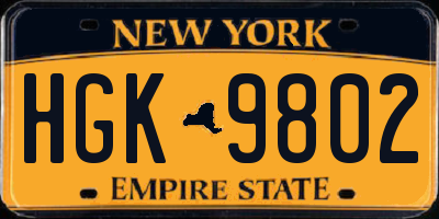 NY license plate HGK9802