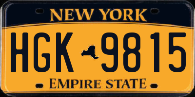 NY license plate HGK9815