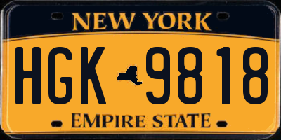 NY license plate HGK9818