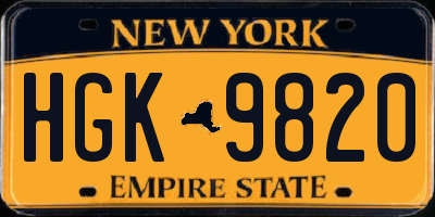 NY license plate HGK9820