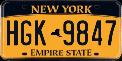 NY license plate HGK9847