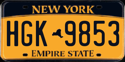 NY license plate HGK9853