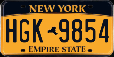 NY license plate HGK9854