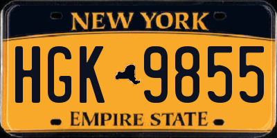 NY license plate HGK9855