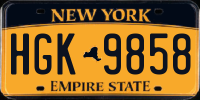 NY license plate HGK9858