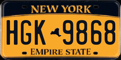 NY license plate HGK9868