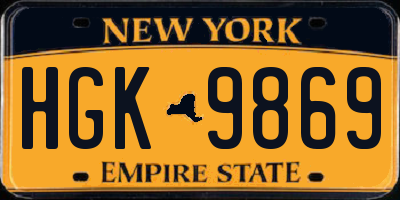 NY license plate HGK9869