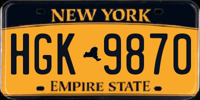 NY license plate HGK9870