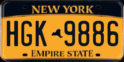 NY license plate HGK9886