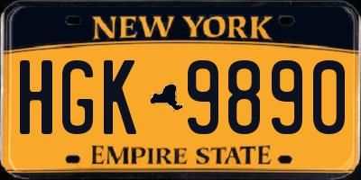 NY license plate HGK9890