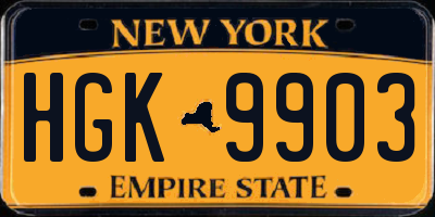 NY license plate HGK9903