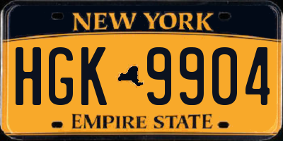 NY license plate HGK9904
