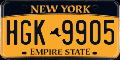 NY license plate HGK9905