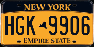 NY license plate HGK9906