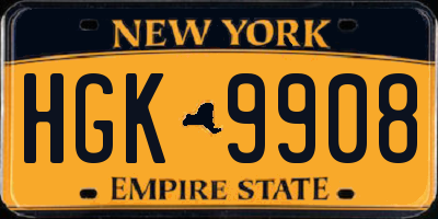 NY license plate HGK9908