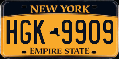 NY license plate HGK9909