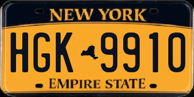 NY license plate HGK9910