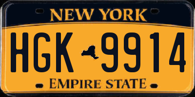 NY license plate HGK9914