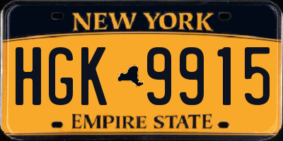 NY license plate HGK9915