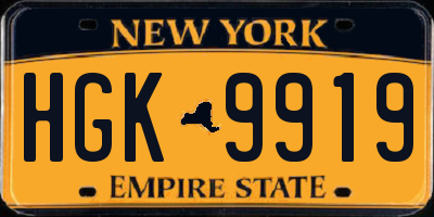 NY license plate HGK9919