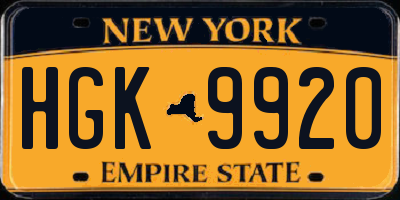NY license plate HGK9920