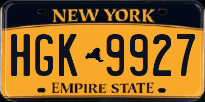 NY license plate HGK9927