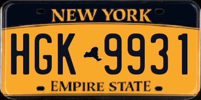 NY license plate HGK9931