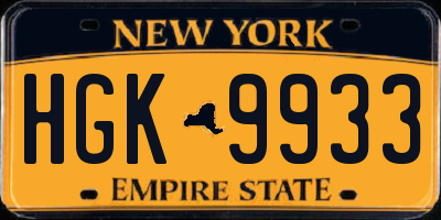 NY license plate HGK9933