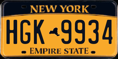 NY license plate HGK9934