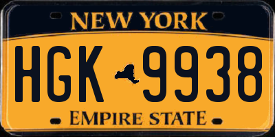 NY license plate HGK9938