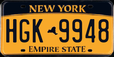 NY license plate HGK9948