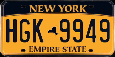NY license plate HGK9949