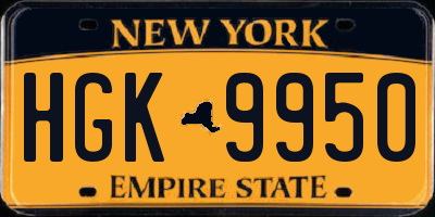 NY license plate HGK9950