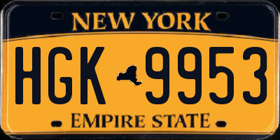 NY license plate HGK9953