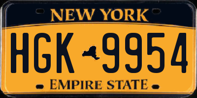 NY license plate HGK9954