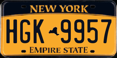 NY license plate HGK9957