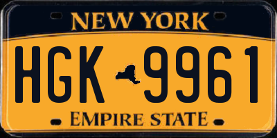 NY license plate HGK9961